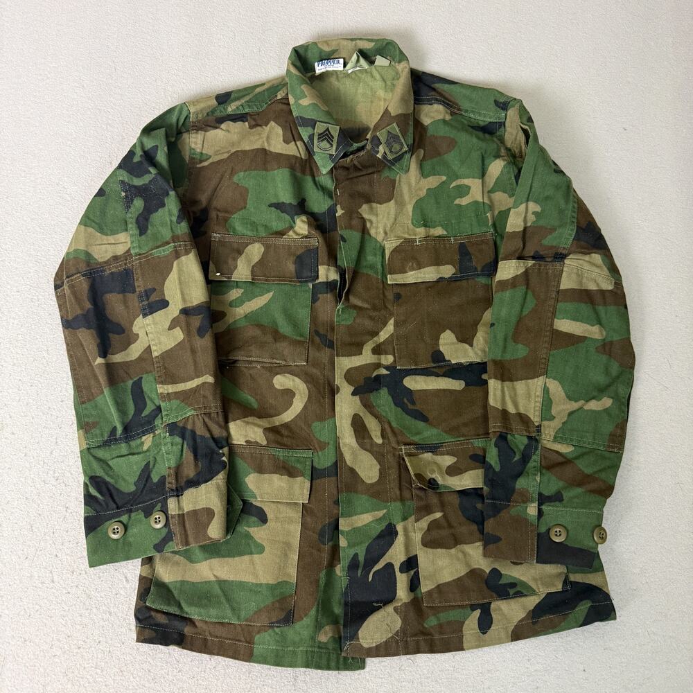 Propper US Army Woodland Camo BDU Combat Shirt Small Regular Patched